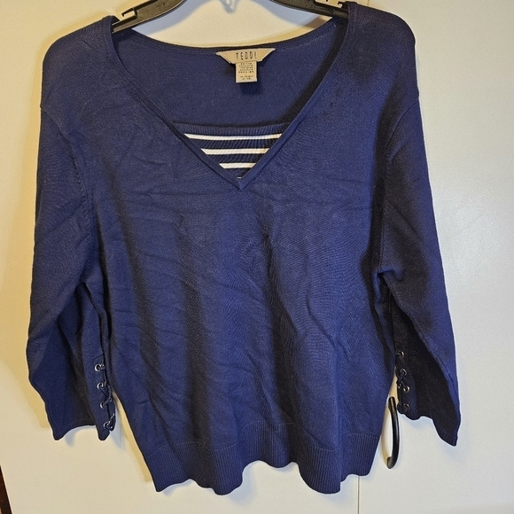 Vintage Teddi Women's Size Large V Neck Top GUC 90s - Picture 7 of 9